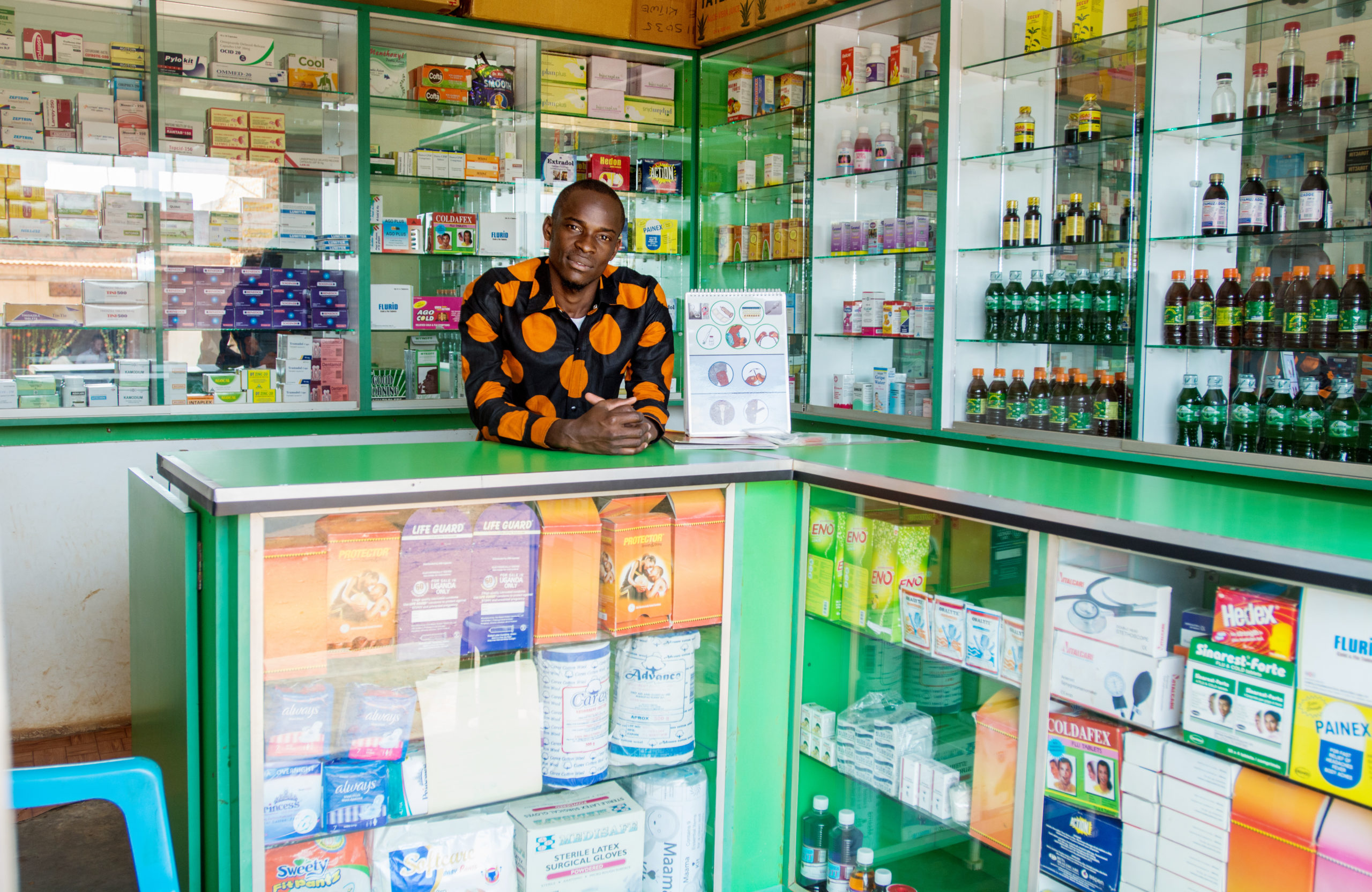 Small commercial drug shops are often the first line of health care in low- and middle-income countries, especially in rural areas. Photo: FHI 360.
