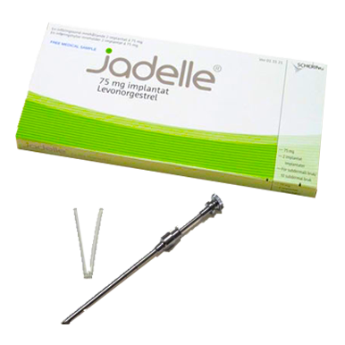 An image of Nepal CRS Company's Jadelle, a two-rod implant.