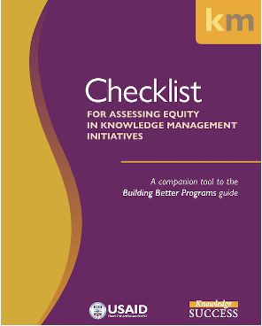 Cover image of "Checklist for Assessing Equity in Knowledge Management Initiatives" program guide.